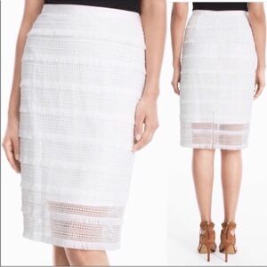 WHBM•white lace tassel pencil skirt 00 NWT
